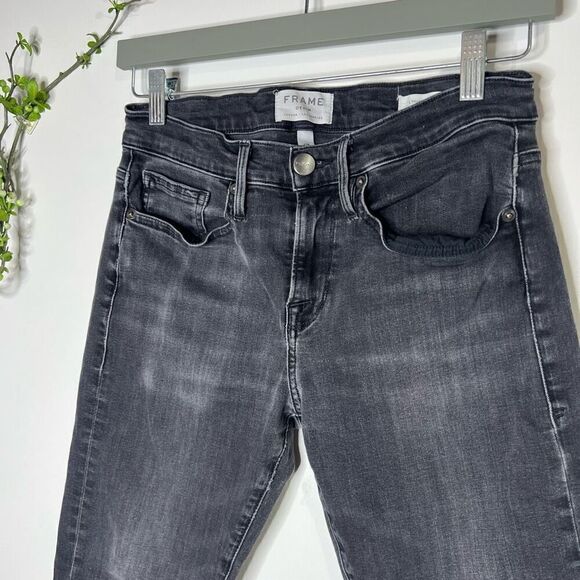 Frame L’ Homme Slim Black Jeans Raw Hem - Picture 2 of 12